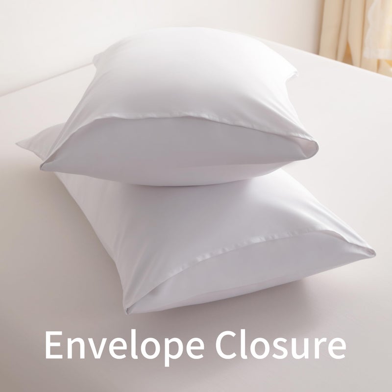 BEDSUM Microfiber Queen Pillowcases Set of 2, Soft Wrinkle Resistant and Easy Care Pillow Cases with Envelope Closure for Kids, 20x30 inches, White - Image 3